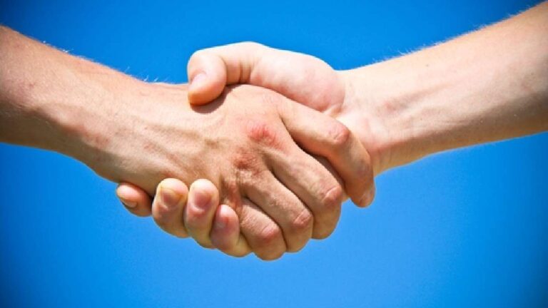 two shaking hands
