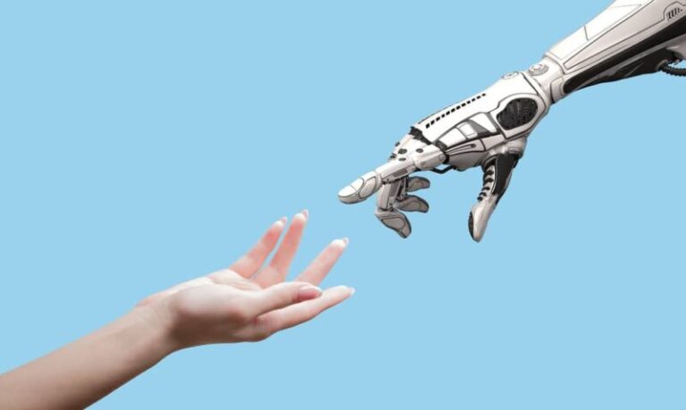 human hand reaching for robot hand