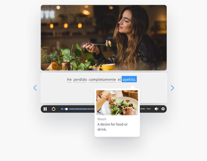 Video player with intensive subtitles. Designed for language learners.